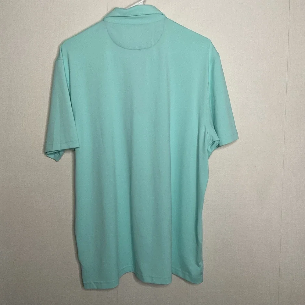 CHAPS Golf Polo Men's Size L  Aruba Blue/Light Turquoise Shorts Sleeve Shirt UPF - Picture 11 of 14